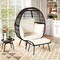 Costway 2 PCS Patio Wicker Lounge Basket Set Oversized Egg Chair with Soft Cushions